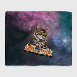 Плед флисовый Космический котёнок диджей Space DJ Cat, цвет: 3D-велсофт