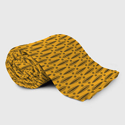 Плед флисовый Черно-желтый современный узор Листья, цвет: 3D-велсофт — фото 2