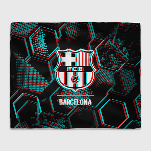 Плед Barcelona FC в стиле Glitch на темном фоне / 3D-Велсофт – фото 1