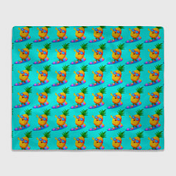 Плед флисовый PINEAPPLE ON A SKATEBOARD, цвет: 3D-велсофт