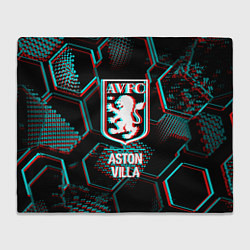 Плед Aston Villa FC в стиле Glitch на темном фоне