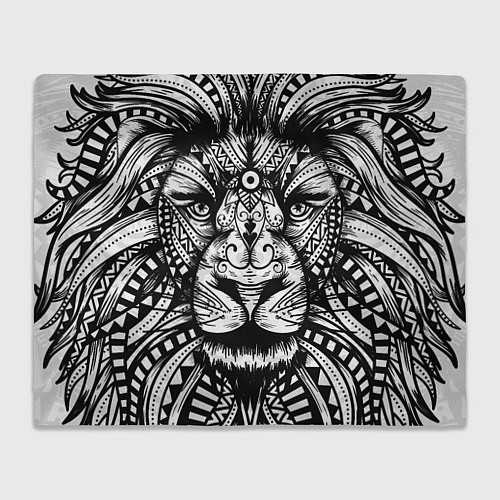 Плед Черно белый Африканский Лев Black and White Lion / 3D-Велсофт – фото 1