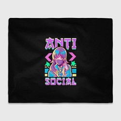 Плед флисовый Anti Social Антисоциальный, цвет: 3D-велсофт