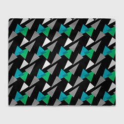 Плед флисовый Разноцветные треугольники на черном фоне, цвет: 3D-велсофт