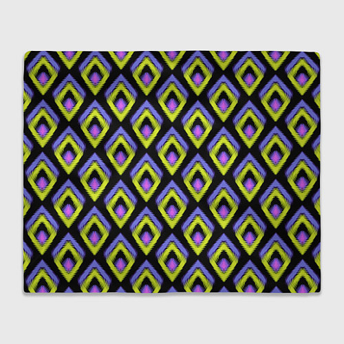 Плед Yellow-pink rhombuses on black / 3D-Велсофт – фото 1