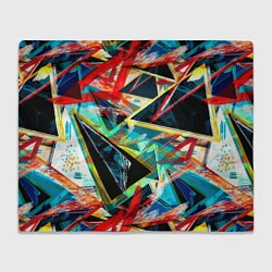 Плед флисовый Яркий абстрактный узор с неоновыми штрихами, цвет: 3D-велсофт