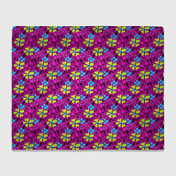 Плед флисовый Цветочный узор на малиновом фоне, цвет: 3D-велсофт