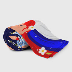 Плед флисовый Русская девушка с триколором на волосах, цвет: 3D-велсофт — фото 2