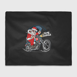 Плед флисовый Santa on a bike, цвет: 3D-велсофт