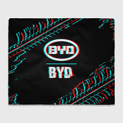 Плед Значок BYD в стиле glitch на темном фоне