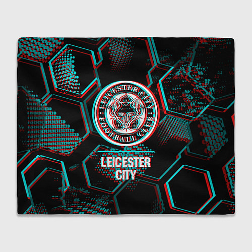 Плед Leicester City FC в стиле glitch на темном фоне / 3D-Велсофт – фото 1