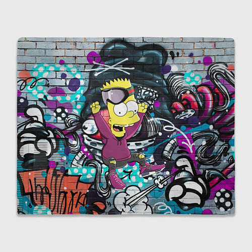 Плед Спортивный Барт Симпсон на фоне граффити / 3D-Велсофт – фото 1