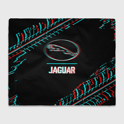Плед Значок Jaguar в стиле glitch на темном фоне / 3D-Велсофт – фото 1