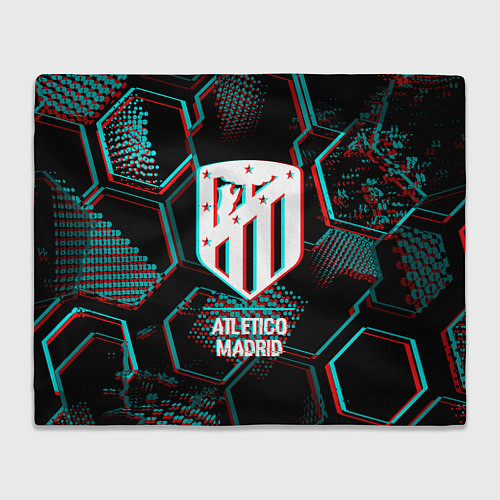 Плед Atletico Madrid FC в стиле glitch на темном фоне / 3D-Велсофт – фото 1