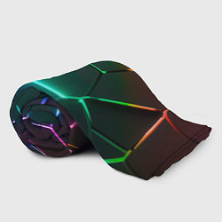 Плед флисовый Радужный градиент неоновые геометрические плиты, цвет: 3D-велсофт — фото 2