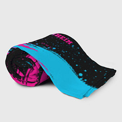 Плед флисовый Hoffenheim - neon gradient: символ сверху, цвет: 3D-велсофт — фото 2