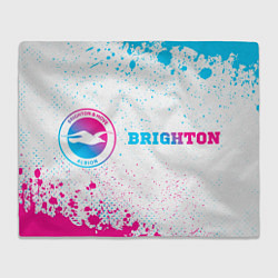 Плед флисовый Brighton neon gradient style: надпись и символ, цвет: 3D-велсофт