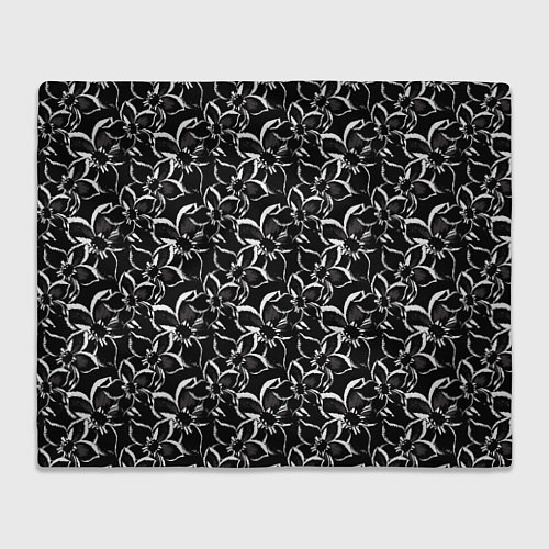 Плед Черно-белый цветочный узор / 3D-Велсофт – фото 1