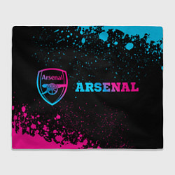 Плед флисовый Arsenal - neon gradient: надпись и символ, цвет: 3D-велсофт