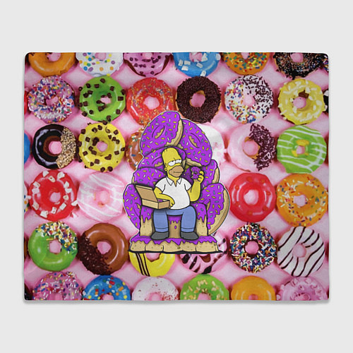 Плед Гомер Симпсон в окружении пончиков / 3D-Велсофт – фото 1