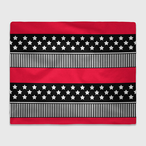Плед Red and black pattern with stripes and stars / 3D-Велсофт – фото 1