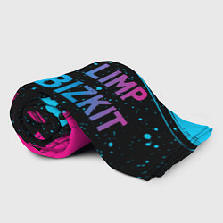 Плед флисовый Limp Bizkit - neon gradient: надпись и символ, цвет: 3D-велсофт — фото 2