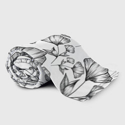 Плед флисовый Графичные цветы на белом фоне, цвет: 3D-велсофт — фото 2