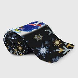 Плед флисовый Новый год дед мороз и мальчик на ракете, цвет: 3D-велсофт — фото 2