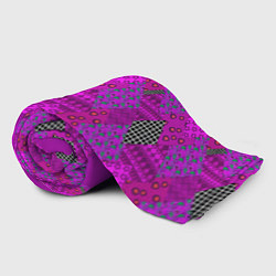 Плед флисовый Малиновый комбинированный узор пэчворк, цвет: 3D-велсофт — фото 2