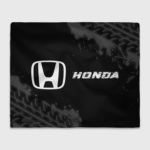 Плед Honda speed на темном фоне со следами шин: надпись / 3D-Велсофт – фото 1
