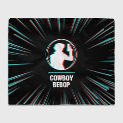 Плед флисовый Символ Cowboy Bebop в стиле glitch на темном фоне, цвет: 3D-велсофт