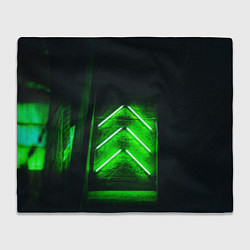 Плед флисовый Неоновые зелёные стрелки во тьме, цвет: 3D-велсофт