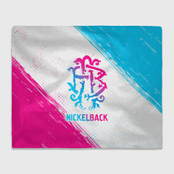 Плед флисовый Nickelback neon gradient style, цвет: 3D-велсофт