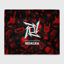 Плед флисовый Metallica rock glitch, цвет: 3D-велсофт