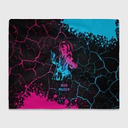 Плед флисовый Iron Maiden - neon gradient, цвет: 3D-велсофт