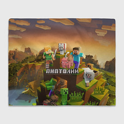 Плед флисовый Анатолий Minecraft, цвет: 3D-велсофт