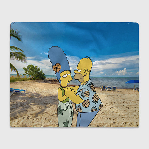 Плед Гомер Симпсон танцует с Мардж на пляже / 3D-Велсофт – фото 1