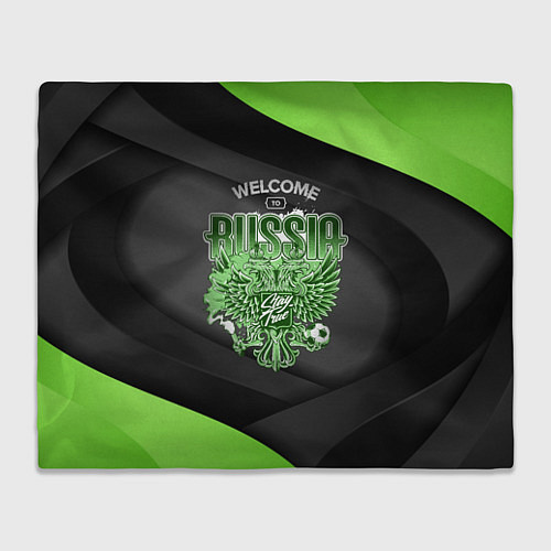 Плед Герб России - спортивный черно-зеленый стиль / 3D-Велсофт – фото 1