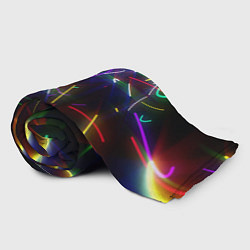 Плед флисовый Разноцветные неоновые линии, цвет: 3D-велсофт — фото 2