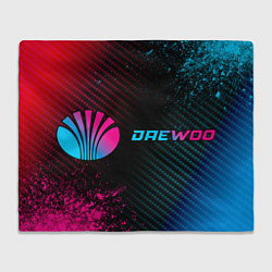 Плед флисовый Daewoo - neon gradient: надпись и символ, цвет: 3D-велсофт