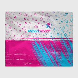 Плед флисовый Peugeot neon gradient style: символ сверху, цвет: 3D-велсофт