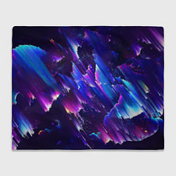 Плед флисовый Космический неоновый глитч, цвет: 3D-велсофт