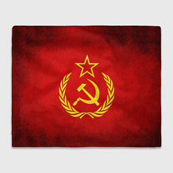 Плед флисовый СССР - старый флаг, цвет: 3D-велсофт
