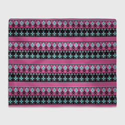 Плед флисовый Черно-розовый скандинавский орнамент, цвет: 3D-велсофт