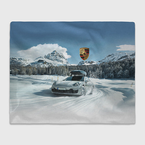 Плед Porsche on a mountain winter road / 3D-Велсофт – фото 1