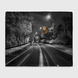 Плед флисовый Порше - зимняя дорога, цвет: 3D-велсофт