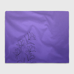 Плед флисовый Красивый фиолетовый градиент с цветами, цвет: 3D-велсофт