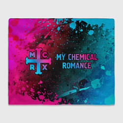 Плед флисовый My Chemical Romance - neon gradient: надпись и сим, цвет: 3D-велсофт