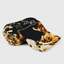 Плед флисовый Papa Roach рок кот и огонь, цвет: 3D-велсофт — фото 2