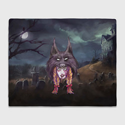 Плед флисовый Скальпель волка на девушке, цвет: 3D-велсофт